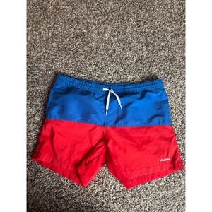 chubbies Blue and Red Colorblock Swim Trunks